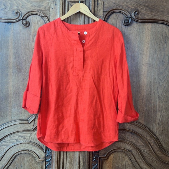 J.Crew 100% Linen Tunic Shirt in Brilliant Sunset - Picture 7 of 13